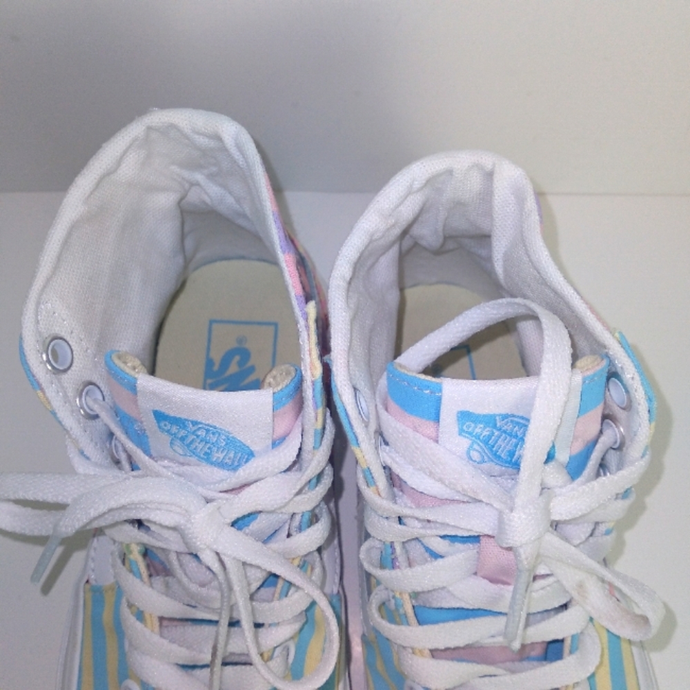 VANS SK8-Hi Tapered Women's Size 5.5 Multi-Color Pastel Stripes Skater Shoes EUC - Picture 11 of 12